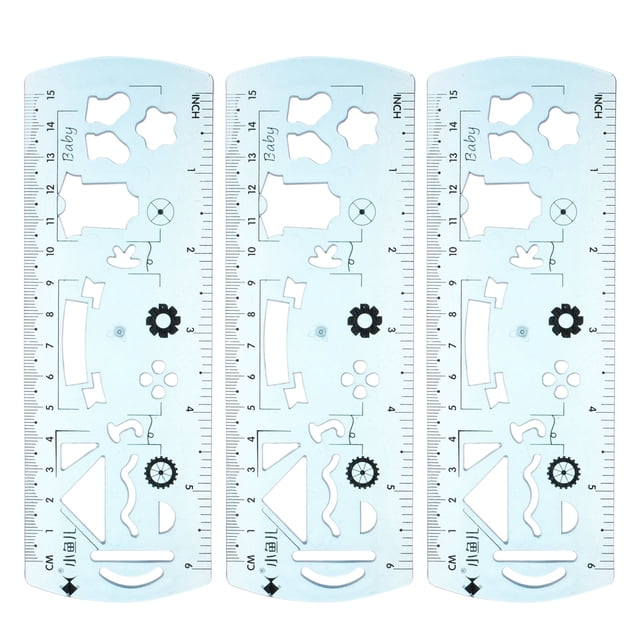 Unique Bargains 3pcs Unbreakable Flexible Rulers 15cm/6' Double Scale Shatterproof Folding Plastic Ruler, Light Blue
