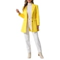 thumbnail image 2 of INSPIRE CHIC Women's Coat Solid Color Notched Lapel Single Breasted Winter Peacoat Yellow L, 2 of 6
