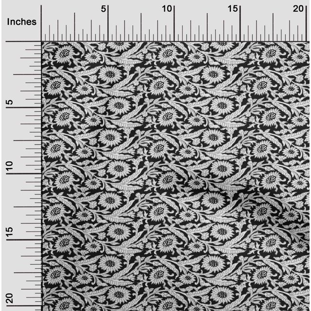 oneOone Viscose Jersey Fabric Leaves & Floral Block Decor Fabric Printed BTY 60 Inch Wide
