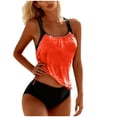 thumbnail image 1 of Moxiu Women's Two Piece Tankini Bathing Suits T-Back Top Ruched Padded Modest Swim Shorts Summer Basic Swimwear Orange,XL, 1 of 5