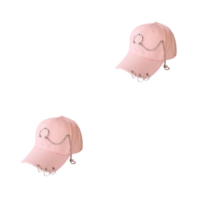 Transemion Classic Baseball Cap With Ring Decoration For Elegant Touch Ring Baseball Cotton Hat Match Style Quick-drying Beach Ring Pink 2Set