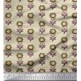 thumbnail image 1 of Soimoi Velvet Fabric Leaves & Floral Block Print Sewing Fabric Yard 58 Inch Wide, 1 of 3