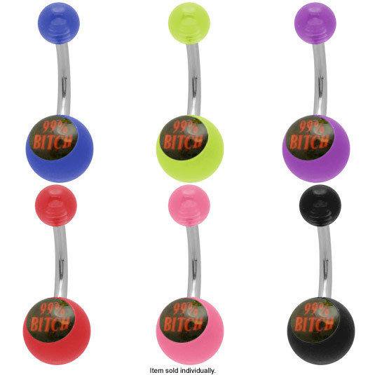 Anneau de Nombril en Acrylique « 99 % B*tch » avec logo