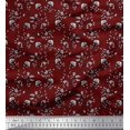 thumbnail image 1 of Soimoi Poly Georgette Fabric Leaves & Floral Block Printed Craft Fabric by The Yard 42 Inch Wide, 1 of 3