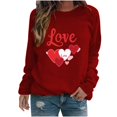 thumbnail image 1 of Amzcrzy Chandail pour Femmes à Col Rond à Manches Longues T-Shirts de la Saint-Valentin Amusants à Motif Léger Coupe Ample Chandail de Fête, 1 of 3