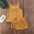thumbnail image 4 of Gupgi Baby Girls Boys Cotton Linen Sleeveless Tank Tops + Mini Shorts Set, 4 of 9