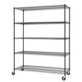 thumbnail image 3 of TRINITY Basics 5-Tier Wire Shelving Rack | 60 x 24 x 77 | Includes Wheels | NSF | Black, 3 of 6