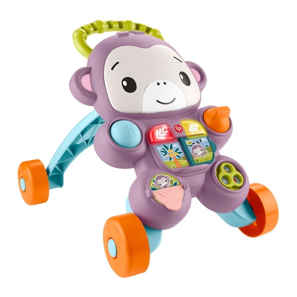 Fisher-Price Learn With Me Purple Monkey Walker Baby Learning Toy with Music & Lights - French Only