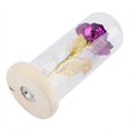 thumbnail image 3 of Preserved Rose Flower LED Light with Glass Cover & Wooden Base Valentines'Day Wedding Purple, 3 of 6