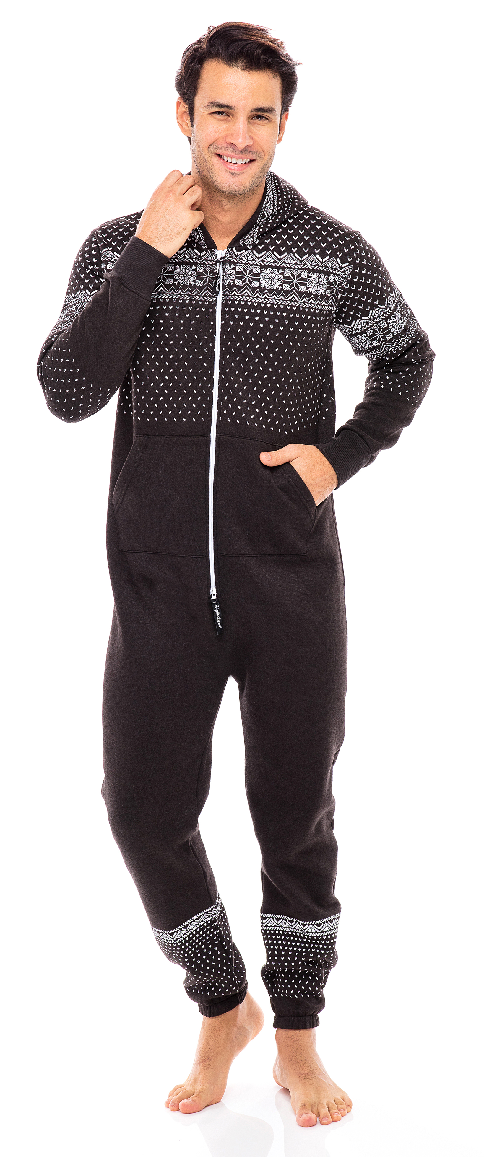 Combinaison de Pyjama Unisexe pour Hommes Adultes une Pièce Sans Pieds