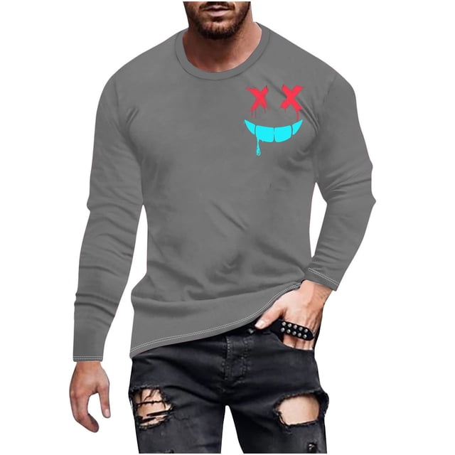 Birdeem Haut Imprimé à Manches Longues pour Homme Haut/chemise à Manches Longues à Col Rond