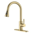 thumbnail image 1 of APPASO Brushed Gold Kitchen Faucet with Pull Down Sprayer, Stainless Steel Single Handle Bar Sink Faucet, 3 Spray Modes, 360° Swivel Spout, 1 of 18