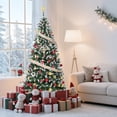 thumbnail image 2 of BeesClover 4.5/6/7.5/9FT Pre-Lit Artificial Christmas Tree,Christmas Pine Tree with Pine Cones,150 LEDs & 352 Tips - Hinged Stand PVC Holiday Trees Decor for Home/Office/Party, 2 of 8