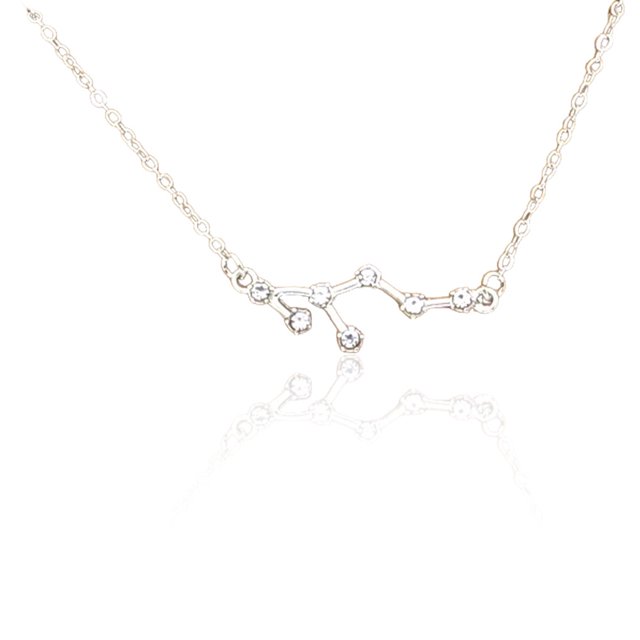Ins Constellations Theme Friendship Necklace Rhinestone Comfortable Delicate with Display Card Pendant for Lover Festival Gifts Leo Silver