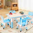 thumbnail image 3 of Ourlova Modern Kids Adjustable 31.5" Table and 4 Chair Set with Non-Slip Desk Legs & Graffiti Desktop Preschool Activity Kids Table Set, 3 of 8
