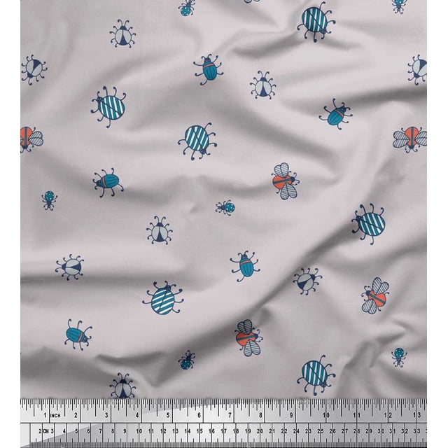 Soimoi Rayon Fabric Moth & Light Bug Insects Print Fabric by Yard 42 Inch Wide