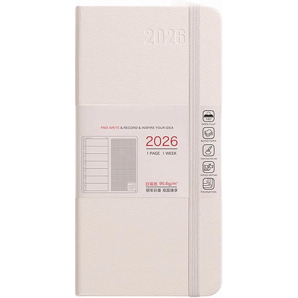 Weloille 2026 Portable Schedule Planner Notebook, 1 Piece Pocket Sized Agenda Book, Simple Design Daily Weekly Monthly Organizer, Office Supplies for Time Management, Work Plan Recording