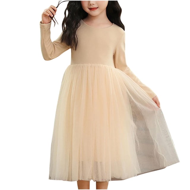 Rbaofujie Robes Tutu pour Filles Manches Longues Automne Hiver Robe en Tulle à Sequins 4-16 Ans