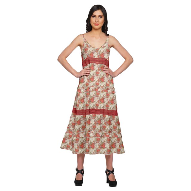 Moomaya Robe Maxi Sans Manches à Bretelles Spaghetti Ajustables pour Femmes Grande Taille