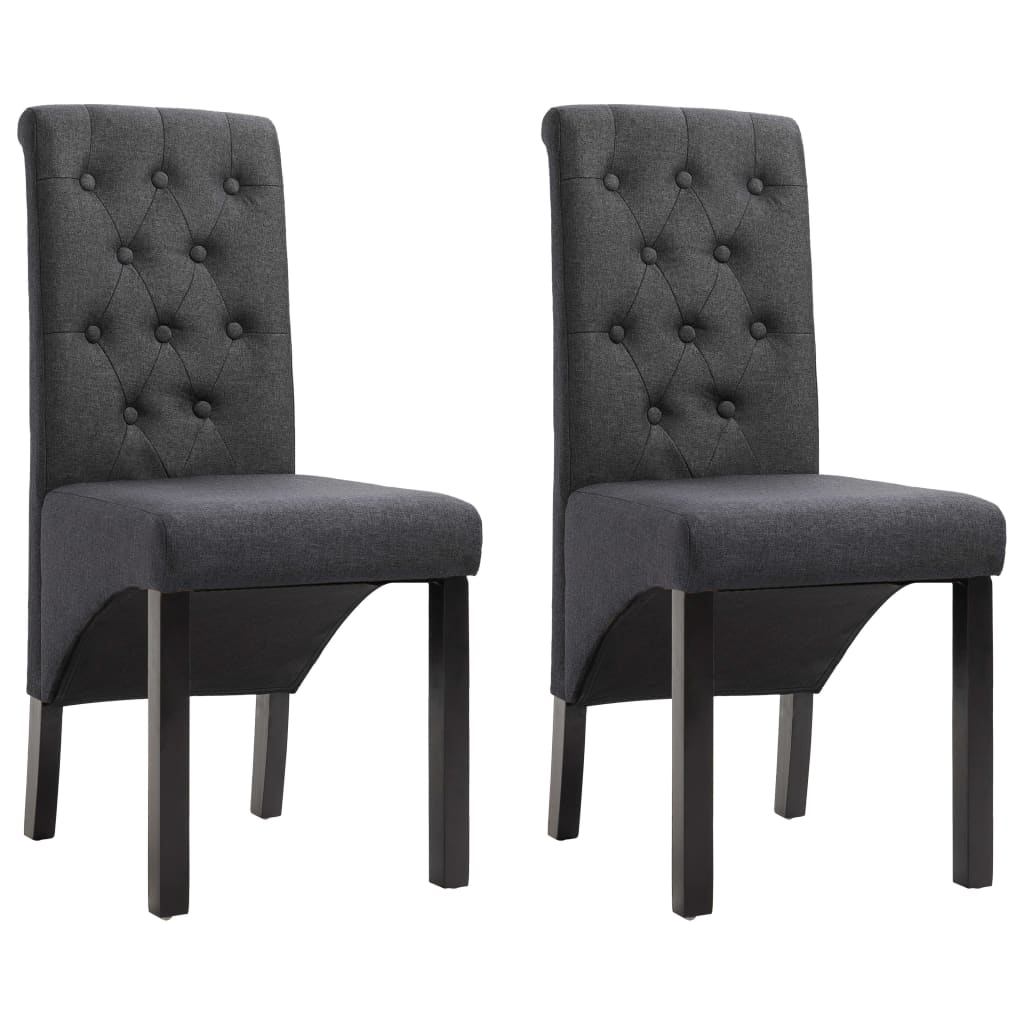 vidaXL Chaises de Salle à Manger 2 Pcs Tissu Gris Foncé