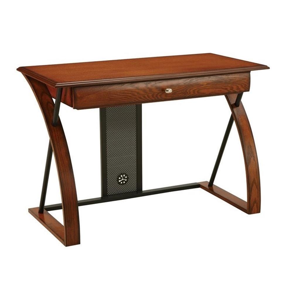 Scranton & Co Computer Desk in Medium Oak with Black Accents