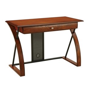 Scranton & Co Computer Desk in Medium Oak with Black Accents