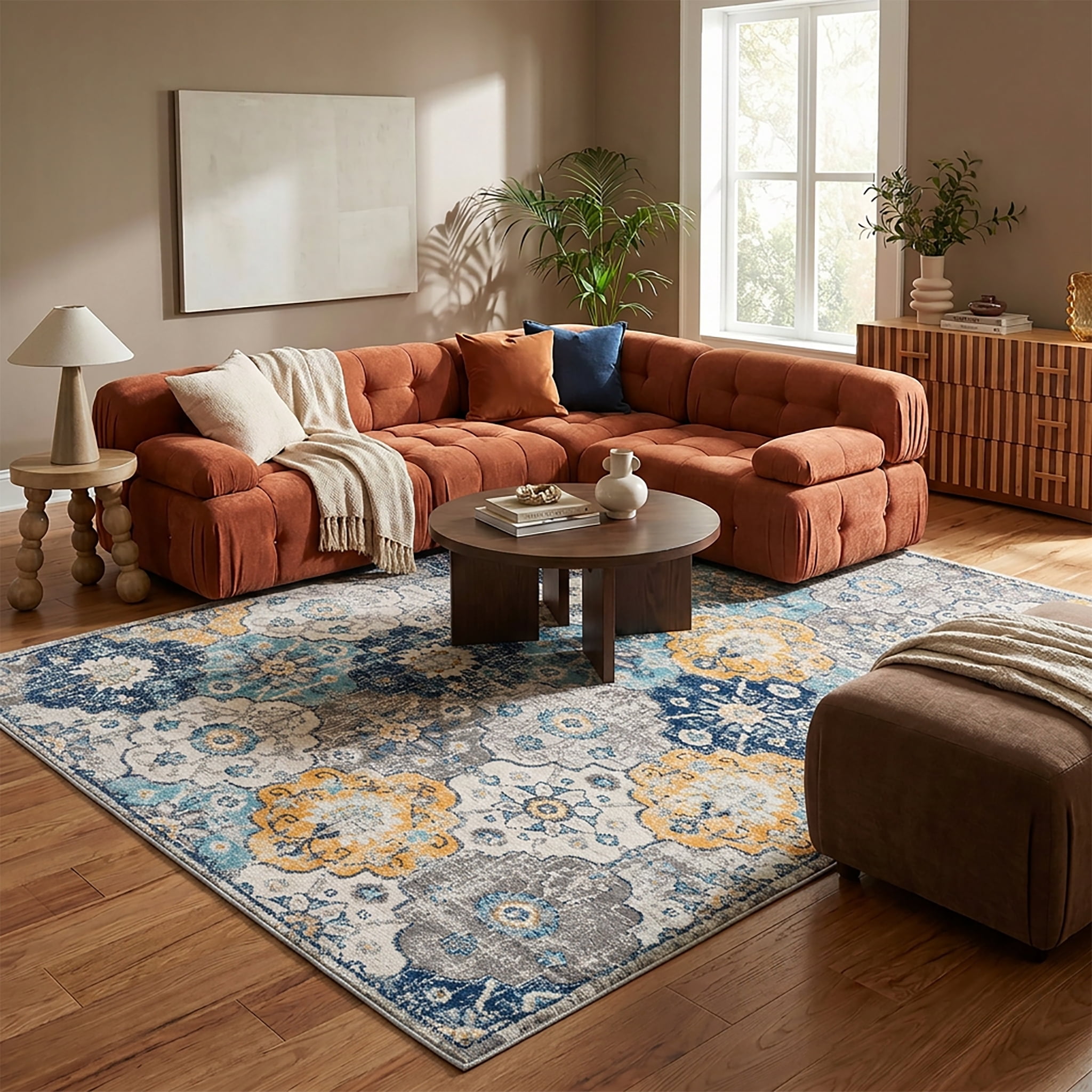 Tapis floral moderne de la collection Savannah Rug Branch