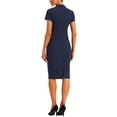 thumbnail image 3 of INSPIRE CHIC Ensemble Tailleur 2 Pcs pour Femme, Veste Blazer à Manches Courtes et Jupe Crayon, 2TG Bleu Foncé, 3 of 6
