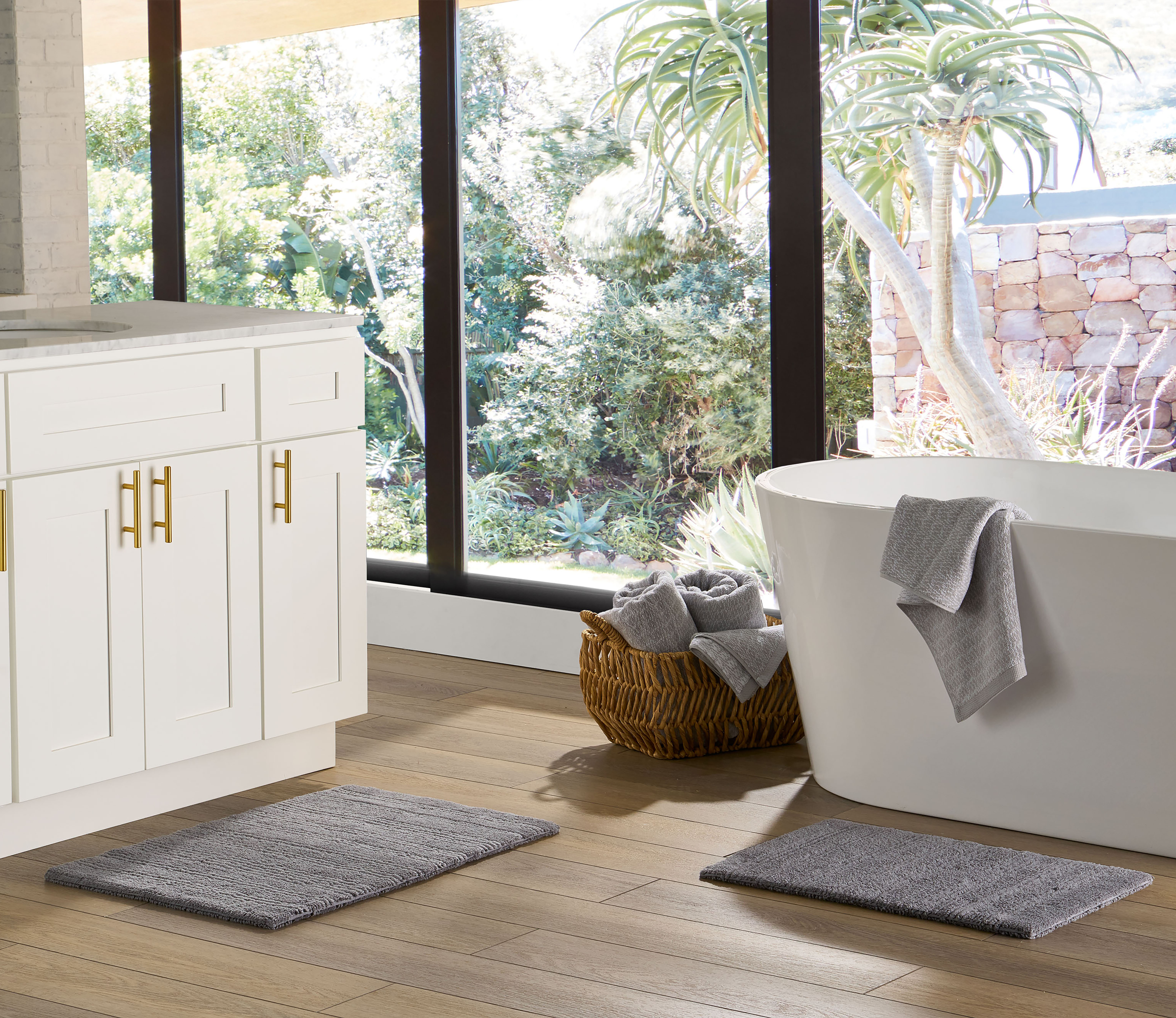 Ensemble de tapis de bain réversibles en coton coupé et bouclé Better Homes & Gardens, 2 pièces, flanelle grise, 17" x 24" et 20" x 30"