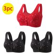 thumbnail image 3 of Bigersell Soutien-Gorge à Fermeture devant 3 Pcs Soutien-Gorge Couvrance Totale Style R-82 Soutiens-Gorge Rembourrés Respirants Lot R-82-red, 3 of 5