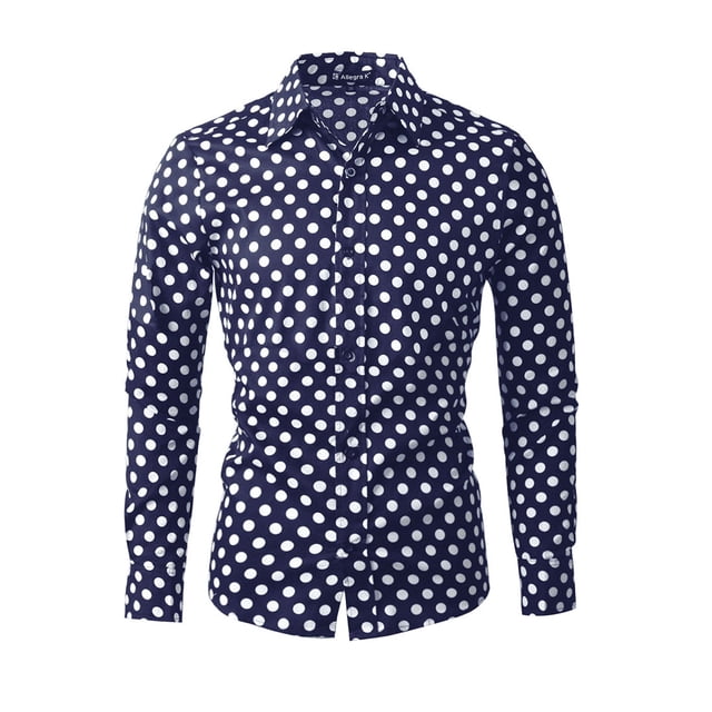INSPIRE CHIC Chemise Habillée Ajustée pour Homme à Pois Imprimés à Manches Longues Boutonnée