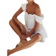 thumbnail image 4 of Faithtur Womenacute;s Summer 2PCS Pajamas Sets Sleeveless Backless Sling Vest + Solid Color Ruffle Shorts, 4 of 7