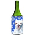 thumbnail image 1 of Pit Bull Winter Snowflakes Holiday Wine bottle sleeve Hugger, 1 of 1