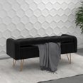 thumbnail image 4 of Modern Velvet & Metal Storage Ottoman/Bench in Black & Gold Leg, 4 of 7