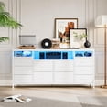 thumbnail image 4 of TV Stand with 10 Fabric Drawers for 65 70 75 Inches TV, 63" W Entertainment Center TV Console Table with LED Lights & Power Outlets & Open Storage Shelves, 4 of 9