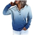 thumbnail image 1 of WEAIXIMIUNG Sweatshirts for Women Trendy Graphic Women's Autumn and Winter Fashionable Street Style Gradually Changing Color Button Collar Pocket Drawstring Casual Sports Hoodie (3), 1 of 5