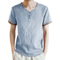 thumbnail image 1 of BOBOGOJP T-shirt Mode Homme Col Rond en Coton Manches Courtes (Bleu,3TG), 1 of 3