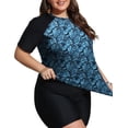 thumbnail image 3 of FOLUNSI Womens Plus Swimsuits 2 Piece Rash Guard Raglan Short Sleeve with Boyshorts Surfing Swimwear 0X-5X, 3 of 5