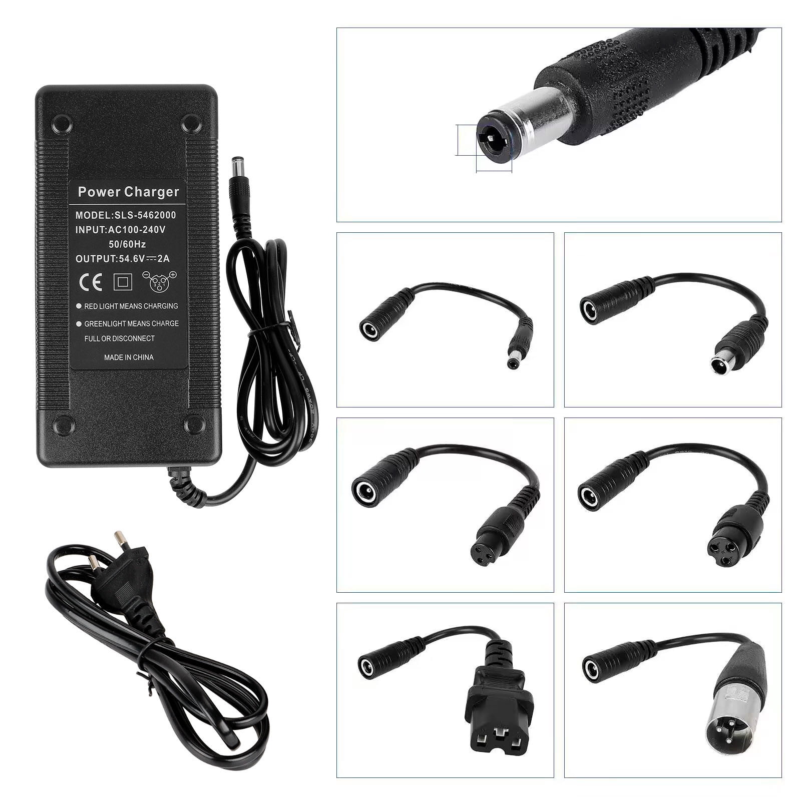 54.6V 2A E Lectric Bike Charger With 6 Adapter & 9 Inch Cord Universal Scooter Charger Fast Battery Replacement Chargers For 3 Way Light Switches for Cars Car Adapter Extension 12v Car Plug
