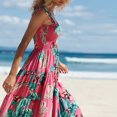 thumbnail image 4 of Pompotops Robe Aguichant pour Femmes à Imprimé de Fleurs et Pois Sans Manches à Col Carré Robe Longue Florale, 4 of 8