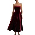 thumbnail image 2 of Meichang Robe Sans Bretelles en Velours pour Femme Invitée de Mariage Robe Maxi Ligne A Robe Tube de Cocktail Robe Formelle de Bal Soirée Longue, 2 of 6