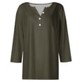 thumbnail image 4 of Timegard Tops for Women Long Sleeve Notched V-Neck Button Shirts Solid Color Fall Casual Loose Comfy Tops, 4 of 5