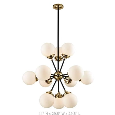Pendentif noir et or avec 12 lumières