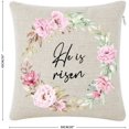 thumbnail image 4 of Linen Throw Pillow Cover 18x18 "He is Risen" Square Cushion Cover Decorative Pillow Case for Car Study and Balcony, 4 of 6