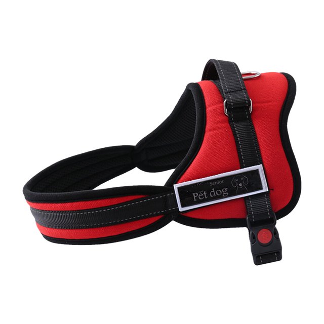 Outdoor Adjustable Traction Rope Pet Chest Harness Non-pull Animal Adjustable Walking Leash Soft Vest Padded Handle Accessories Pets Supplies Red L