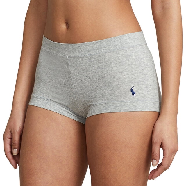 Polo Ralph Lauren Shorts pour Femmes à Taille Mi-Haute pour Filles - 4P2038 (Gris Chiné, L)