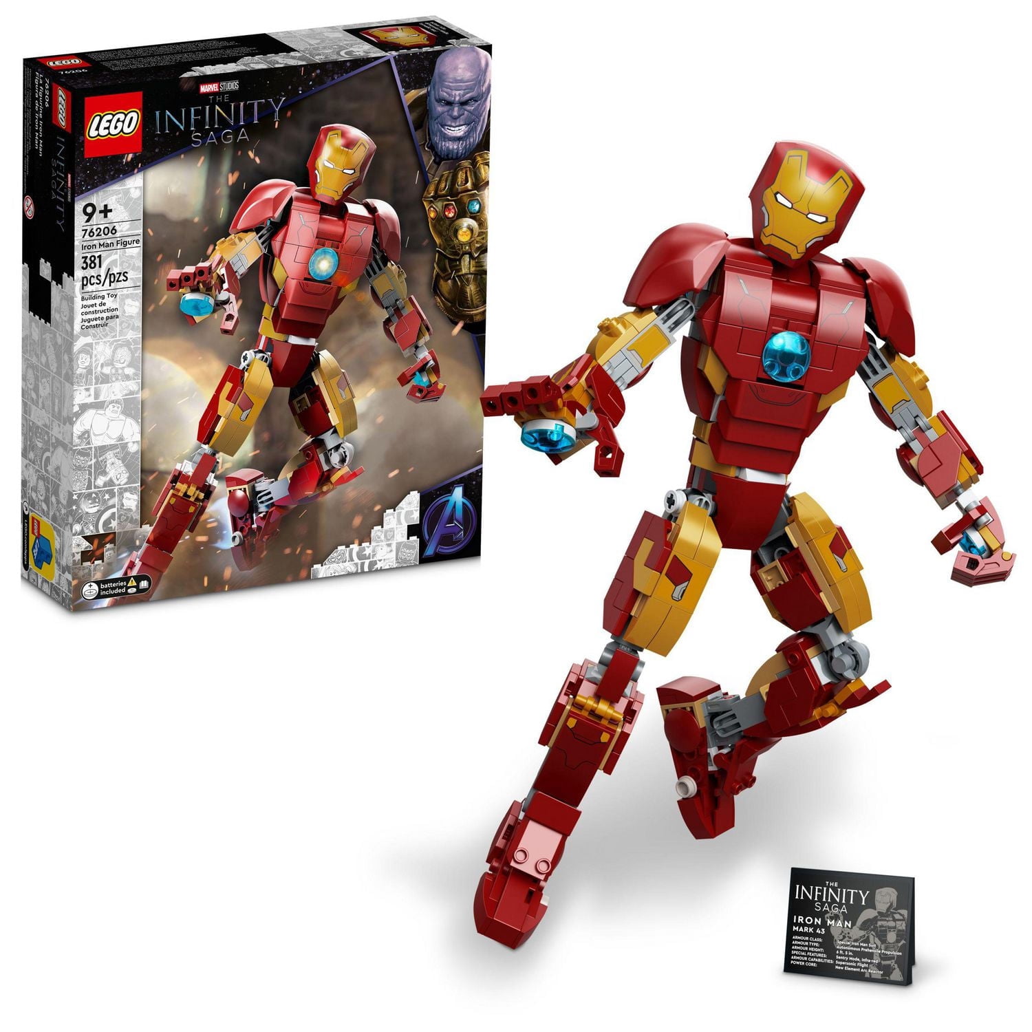 LEGO Marvel Iron Man : La figurine Iron Man 76206 Ensemble de construction (381 pièces)