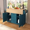 thumbnail image 3 of MODERNLUXE 55.7" Kitchen Island for 4-6,Rolling Kitchen Cart on 5 Wheels with Spice & Towel Rack, 3 Drawers,Power Outlet and 2 Drop Leaf,Folding Dining Table for Kitchen Dining Room,Green, 3 of 9