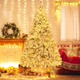 thumbnail image 2 of Costway 8 FT Pre-Lit Christmas Tree 3-Minute Quick Shape Flocked Decor with 600 LED Lights, 2 of 10
