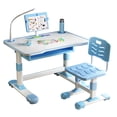 thumbnail image 1 of Ensemble de Bureau et Chaise d'Étude pour Enfants, Table d'Écriture pour Tout-Petits à Hauteur Réglable avec Support de Lecture Inclinable et Lumière de Table DEL, Table d'Apprentissage pour Enfants pour Salon et Chambre avec Tiroir Extra Grand, 1 of 9